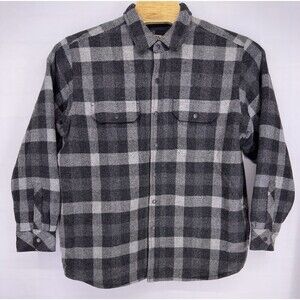 VTG‎ LL Bean Insulated Wool Gray Plaid Coat Mens size XL